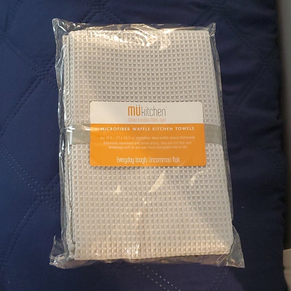 2 Pk Micrcofiber Waffle Kitchen Towels
